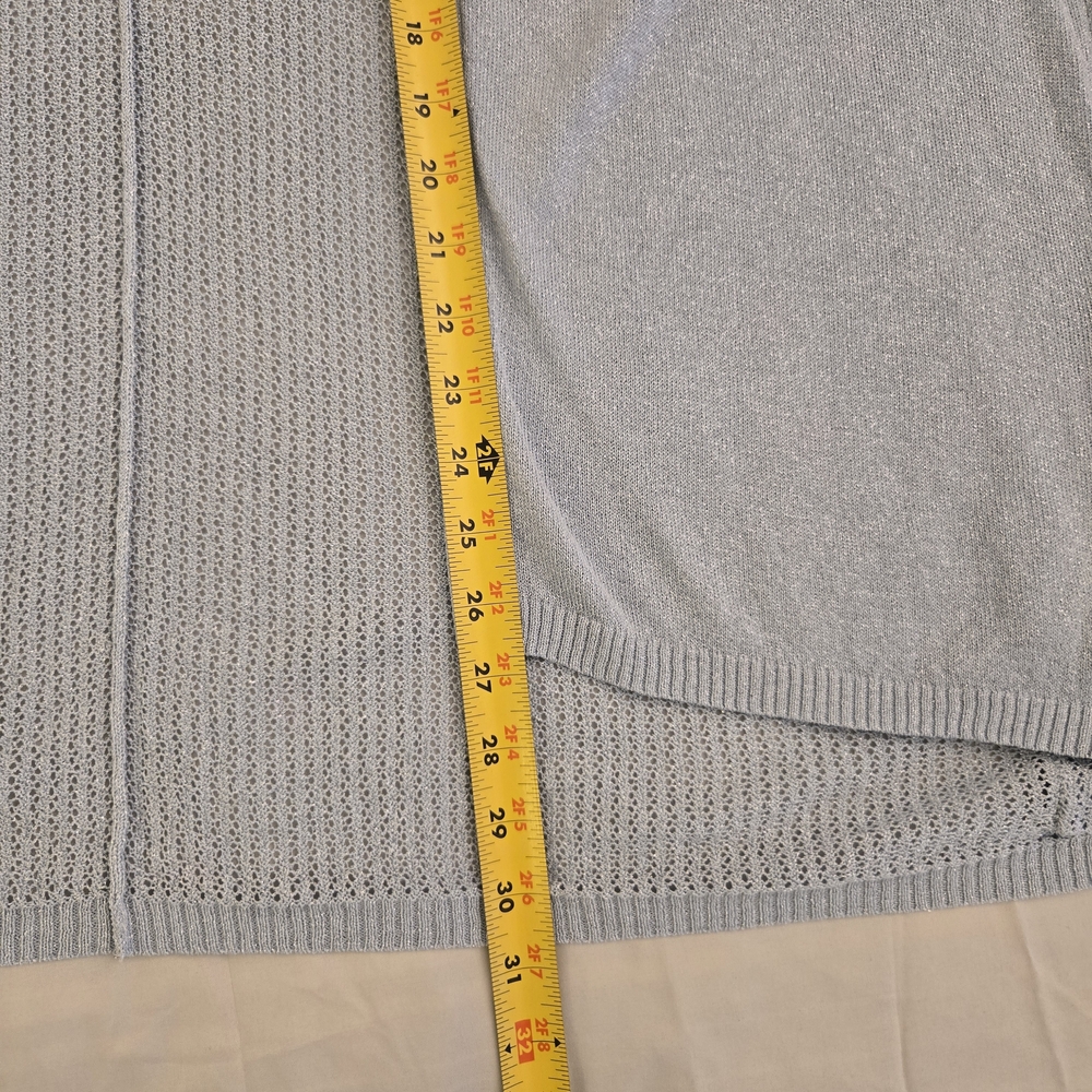 Chicos Travelers Light Blue, Slight Metallic Open-Front Cardigan-Size 3/ X Large - Picture 10 of 13
